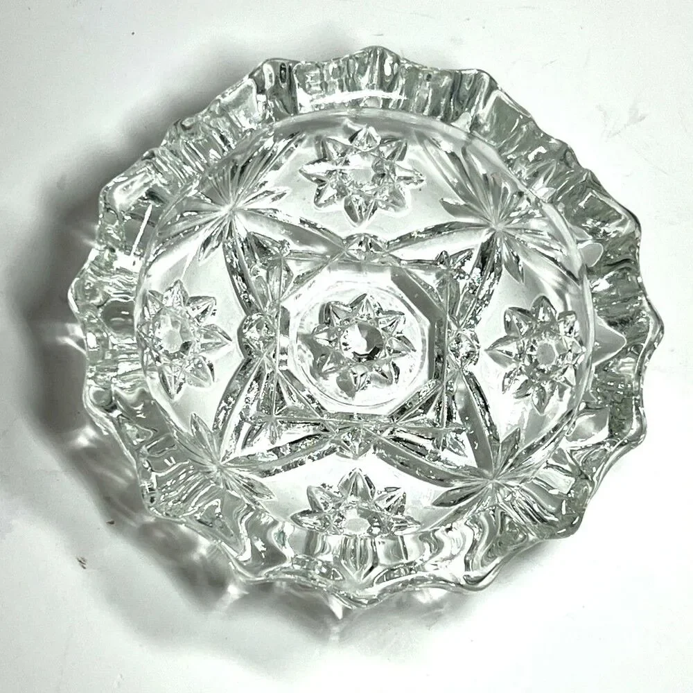 Vintage Anchor Hocking EAPC Star & Fan Glass Ashtray 4.25